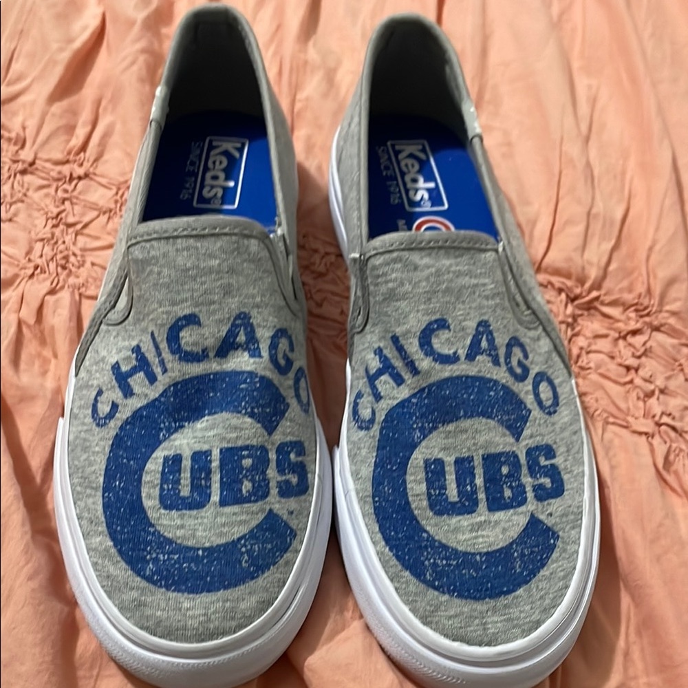 Keds Kids Chicago Cubs Gray and Blue Slip-On Shoes